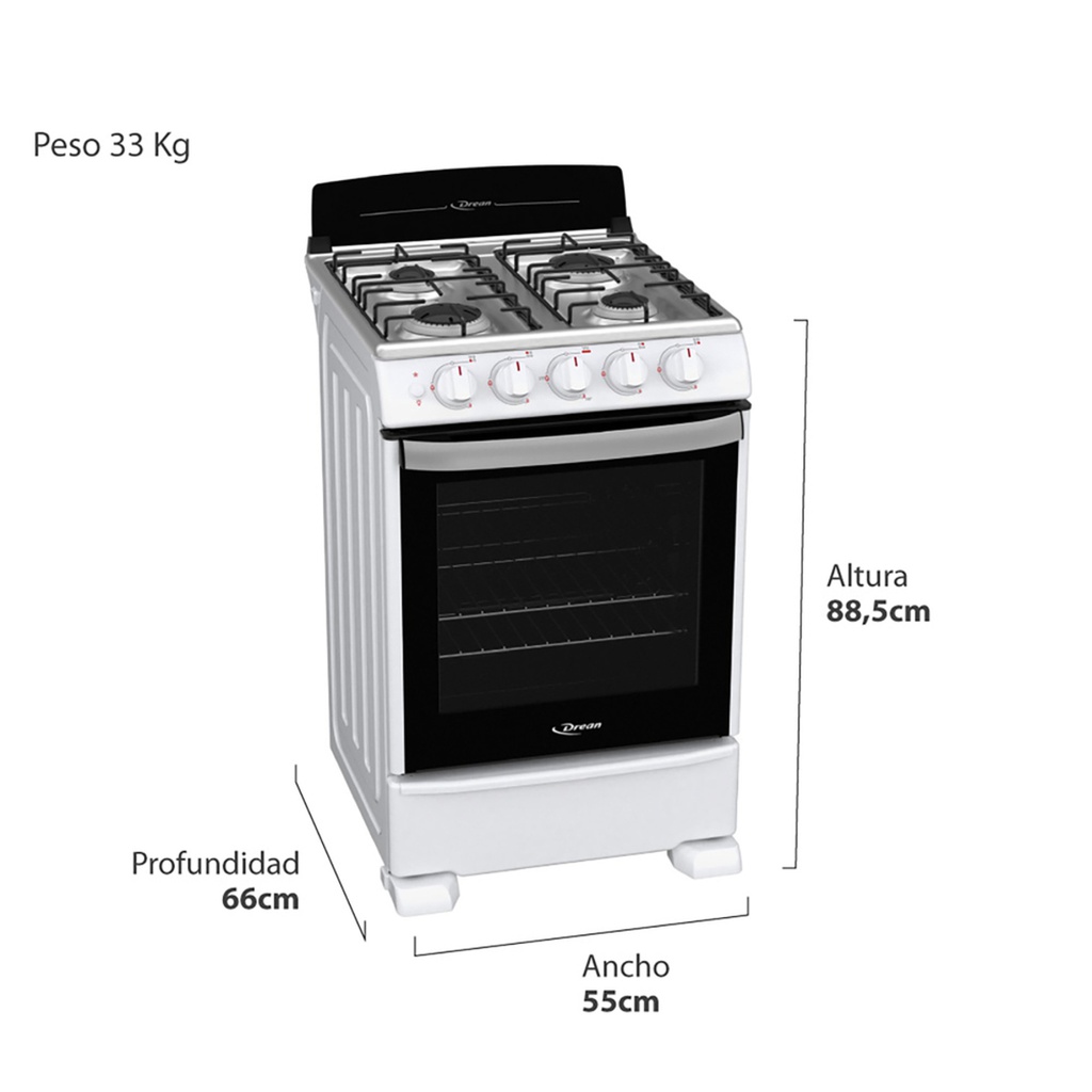 COCINA DREAN CD5502AB MULTIGAS 55CM BLANCA