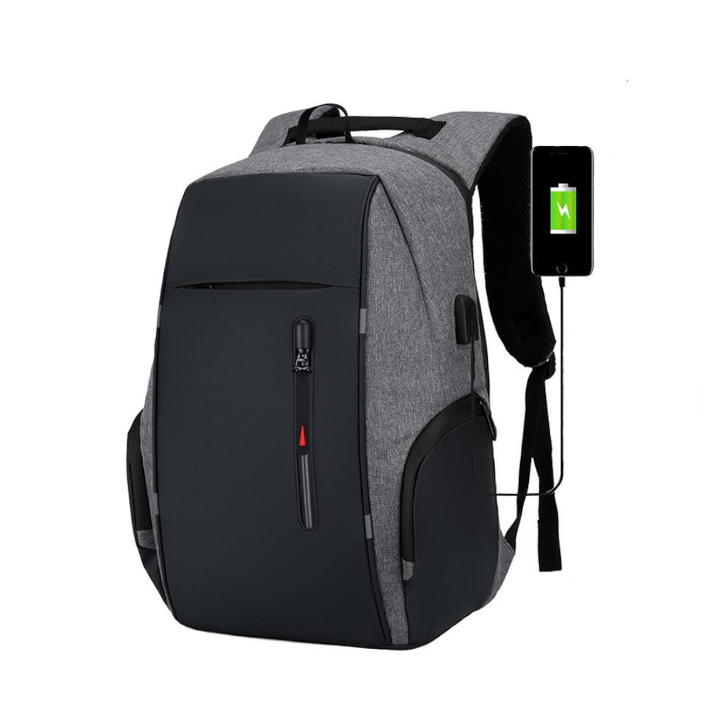 MOCHILA KUSHIRO MUSB01 TREKKING NEGRO GRIS C/ PUERTO USB