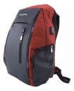 MOCHILA KUSHIRO MUSB02 C/ PUERTO USB NEGRO ROJO