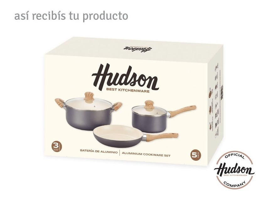 BATERIA HUDSON CRE01 DE ALUMINIO C/ANTIADHERENTE 5 PIEZAS