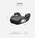 BUTACA CARESTINO BOOSTER MONZA BT014 GR GRIS