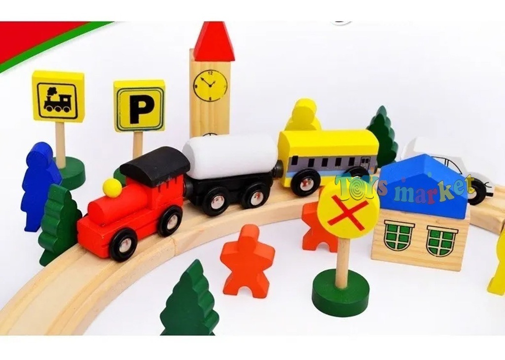 JUGUETE CUBETA PISTA DE TRENES DE MADERA MT08736