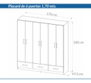 PLACARD PIRO DPB170:4 1.70 ECO 6 PUERTAS ABEDUL