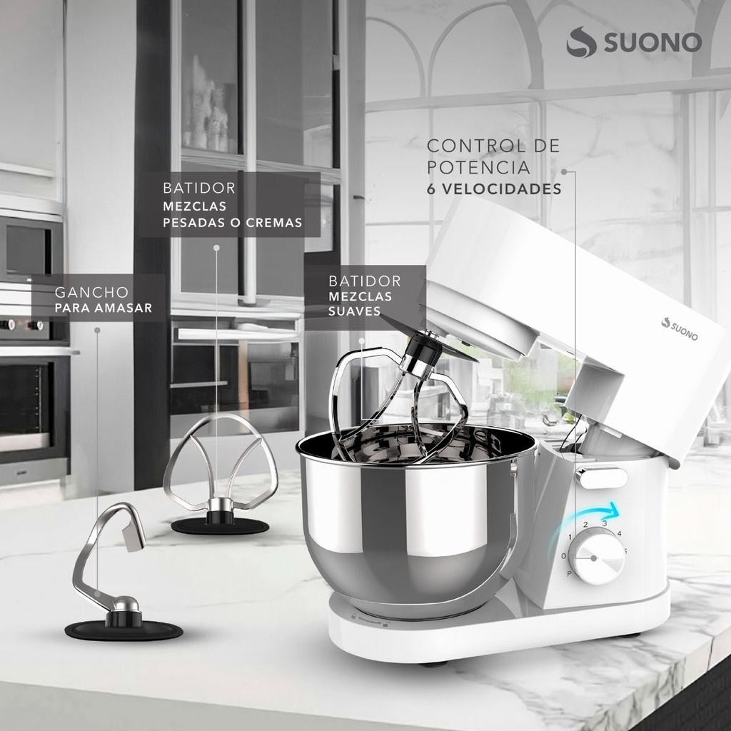 BATIDORA DE PIE SUONO 4,5 LTS INOX 1000W BL HOG0165
