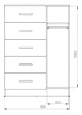 CHIFONIER ORLANDI 3411 5 CAJ 1PTA MOGNO