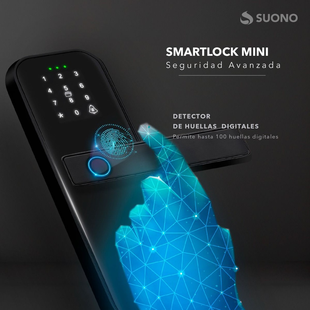 CERRADURA SMARTLOCK SUONO HOG0195 MINI NEGRA