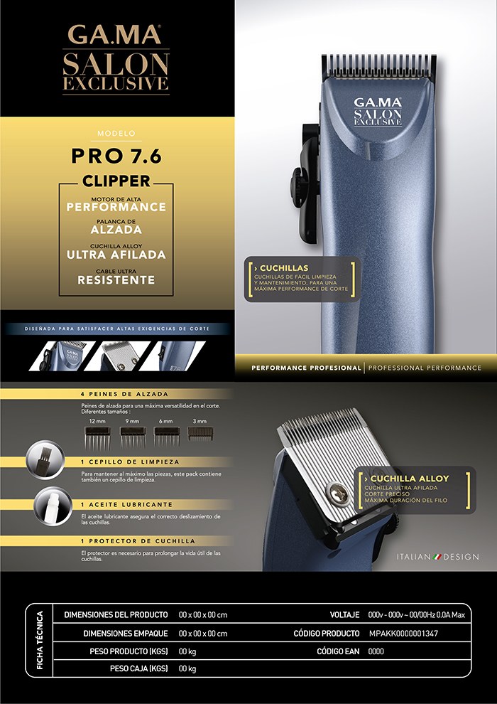 CORTADORA DE CABELLO GA.MA PRO 7.6