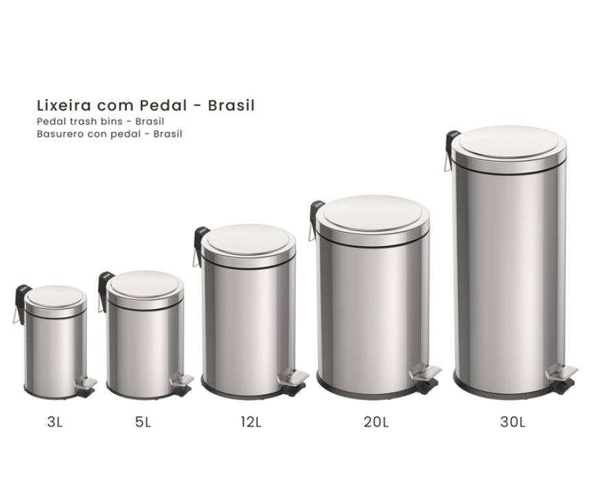 CESTO DE BASURA TRAMONTINA 94538/112 12 LT. C/PEDAL AC. INOX.