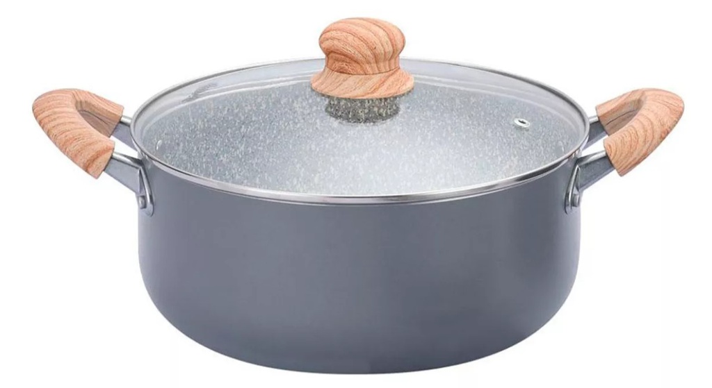 CACEROLA HUDSON GRA08 DE ALUMINIO C/ANTIADHERENTE GRANITO 26 CM
