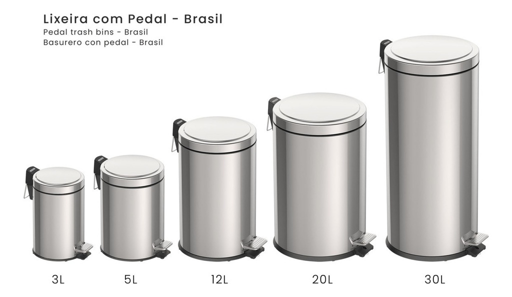 Cesto De Basura Tramontina 94538/105 5 Lt. C/pedal Ac. Inox.