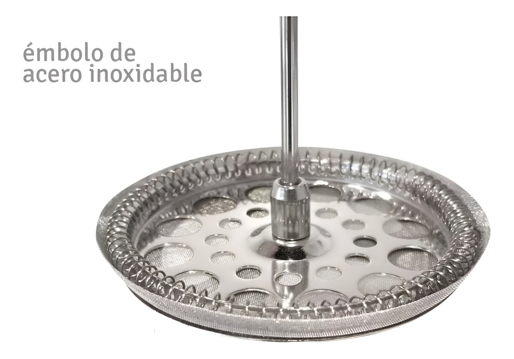Cafetera Hudson Fr08 Vidrio Y Ac Inox C/embolo 800ml Negra