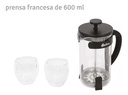 Set Cafetera De Embolo Hudson Cmset80 C/2 Vasos Termicos Neg