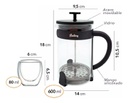 Set Cafetera De Embolo Hudson Cmset80 C/2 Vasos Termicos Neg