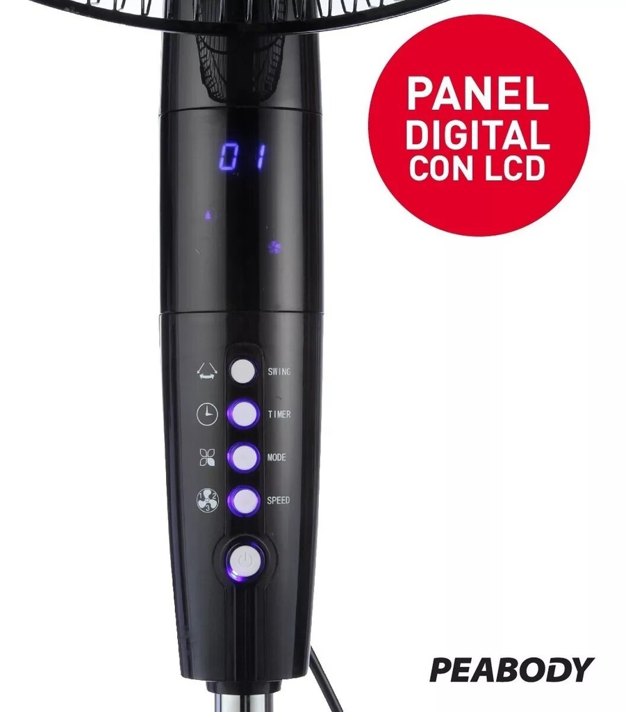 VENTILADOR DE PIE PEABODY PE-VP250 20" PALAS DE METAL 130W