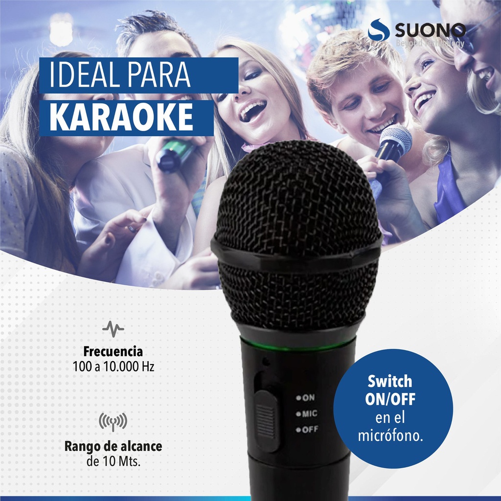 Micrófono Suono Profesional Inalámbrico Karaoke  Negro