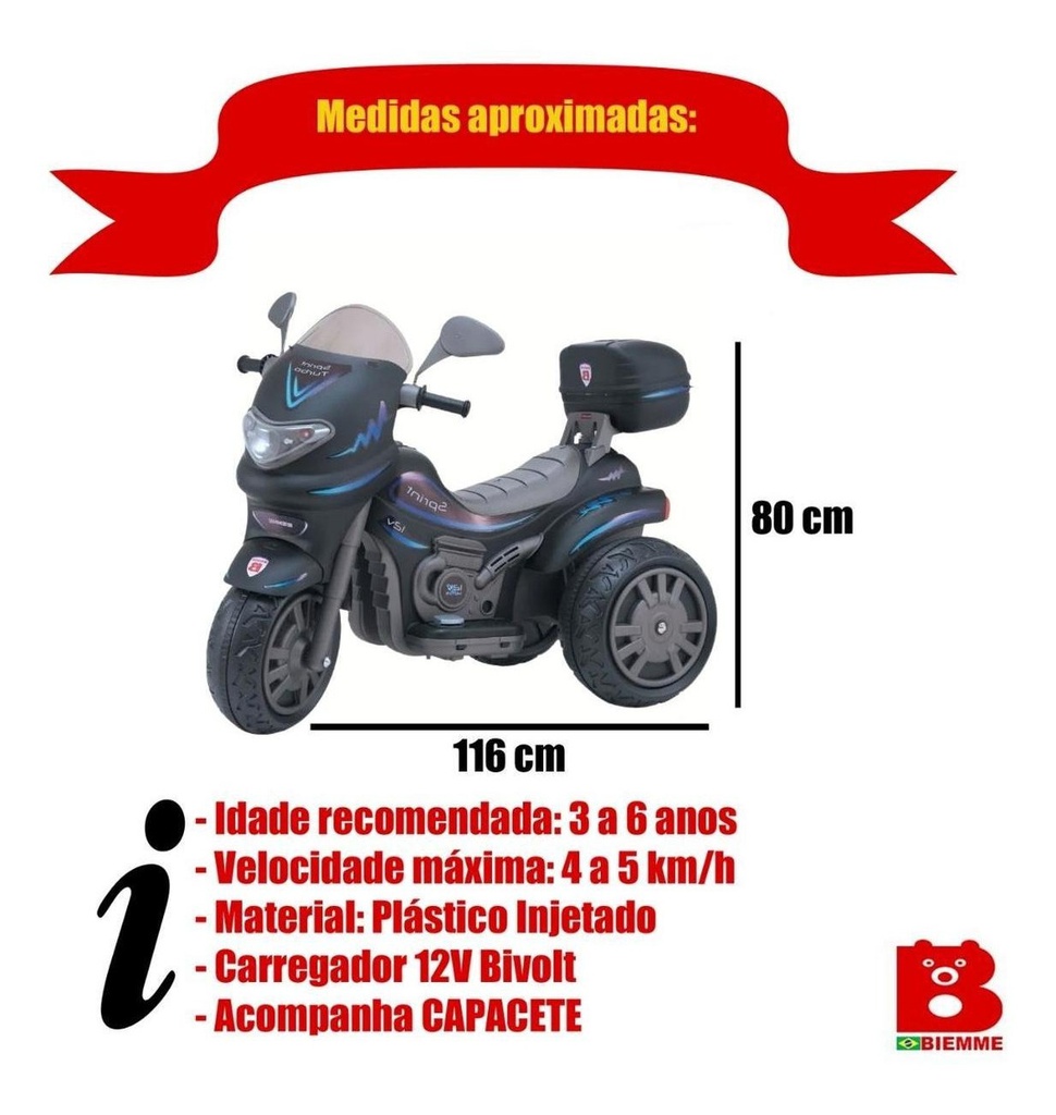 Moto 12v Biemme N°677 Sprint Turbo Negra