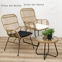 SET MUEBLE HANNA TRIBECA KD62/BE COLOR BEIGE (2 SILLONES + 1 MESA)