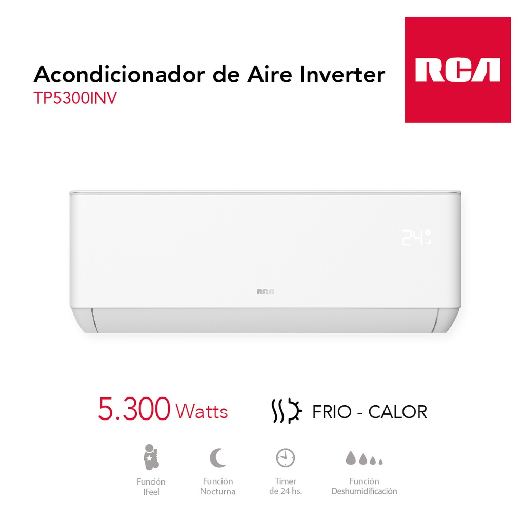 AIRE ACONDICIONADO SPLIT RCA TP5300INV-SK FRIO/CALOR 5300W