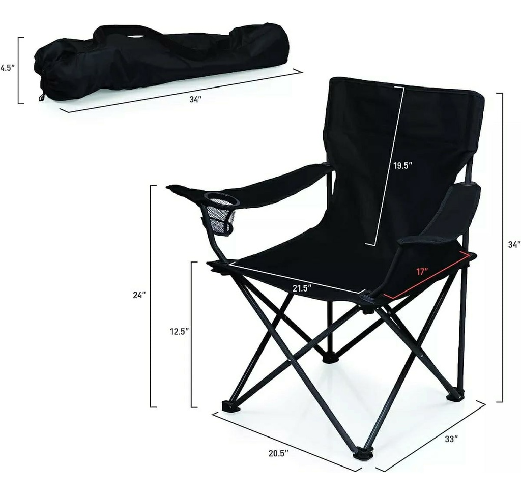 SILLA CAMPING PONTEC DS115A-NE PLEGABLE NEGRA