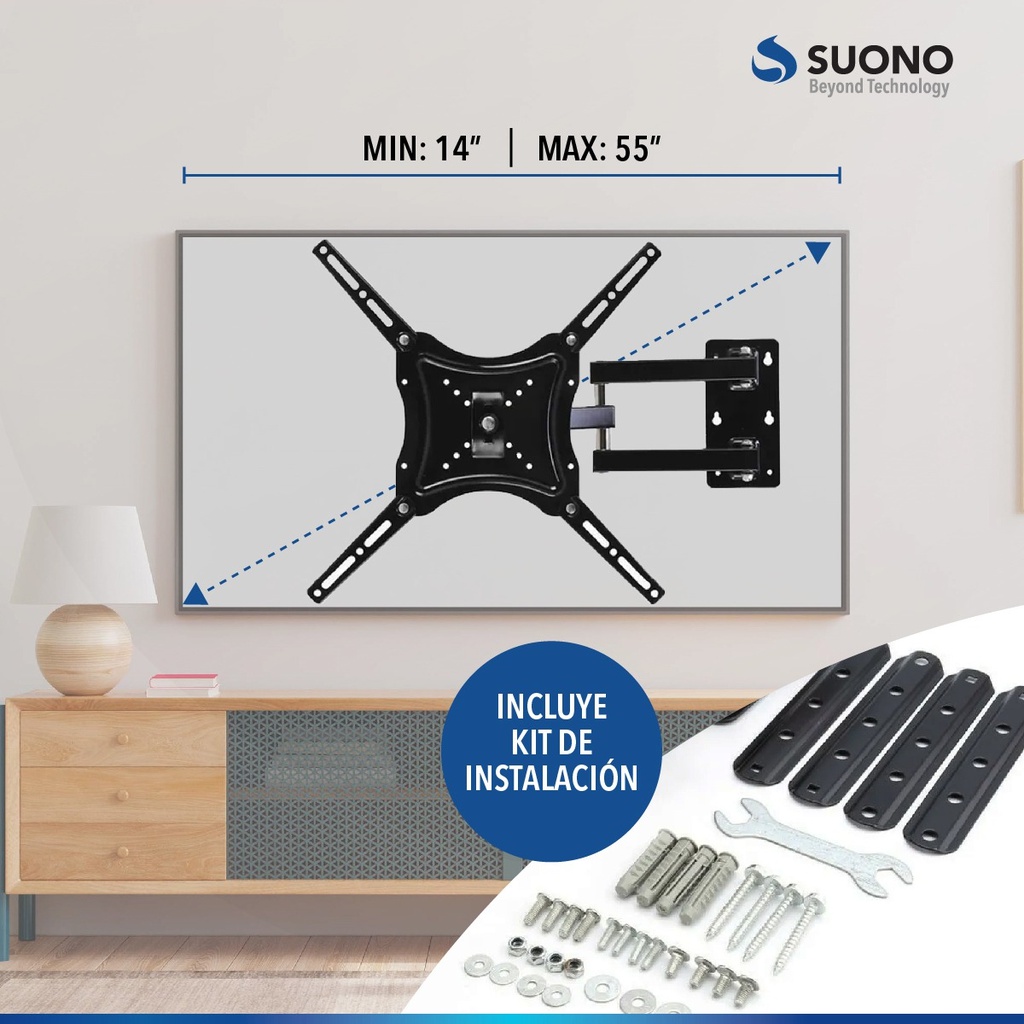 Soporte Tv Suono Hog0010 14  A 42  Con Brazo Movil