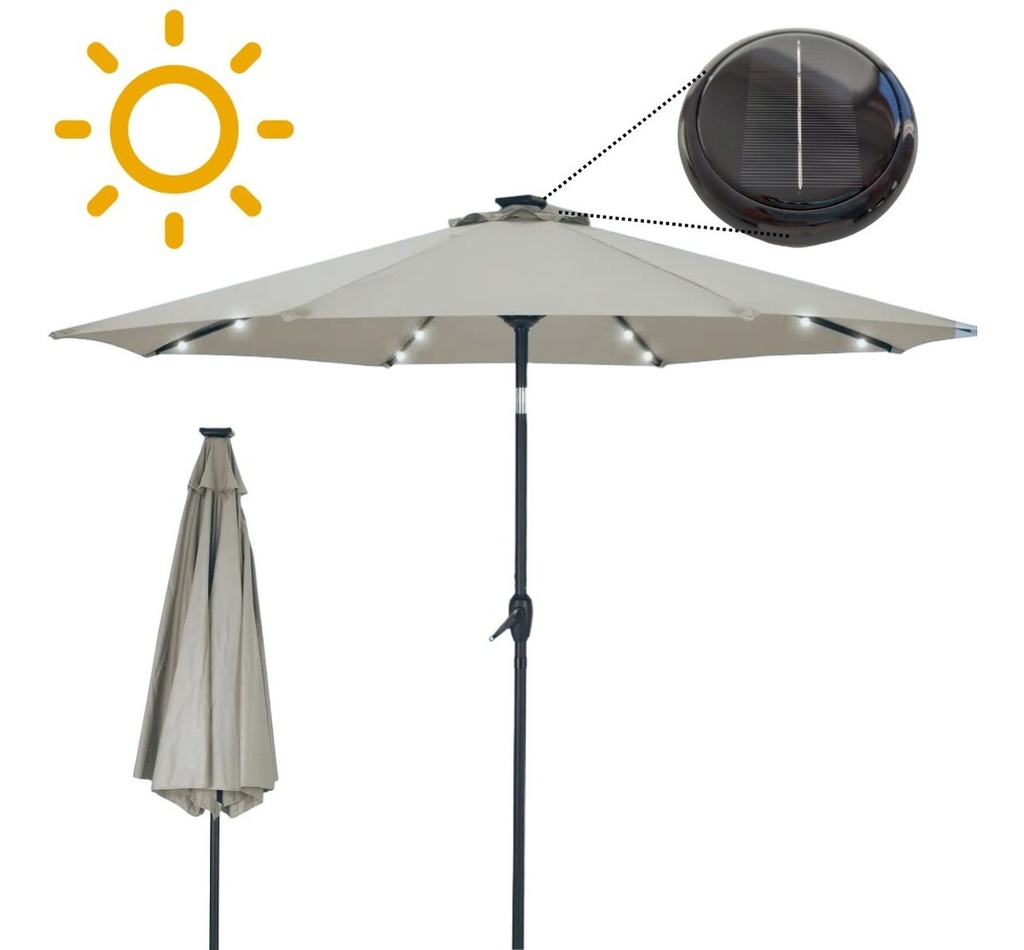 Sombrilla Kushiro Ssk-4l Solar Con Luz Interna Bla