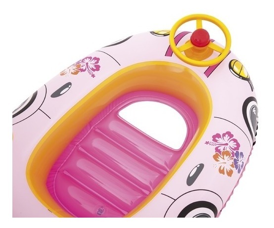 Inflable Flotador Bestway Auto Rosa Con Volante 98x66 Cm