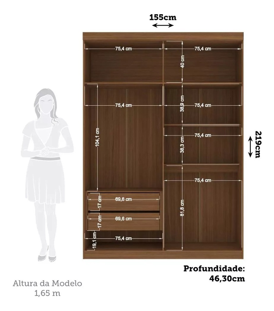 Placard Buriti Santo Andira Con Espejo - 04 Puertas Jat/are