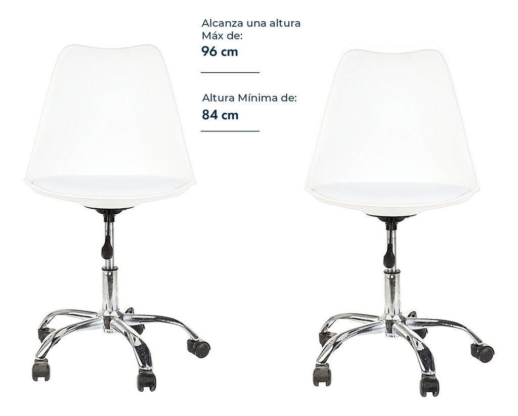 Silla De Escritorio Oficina Tulip Ruedas Giratoria Blanca
