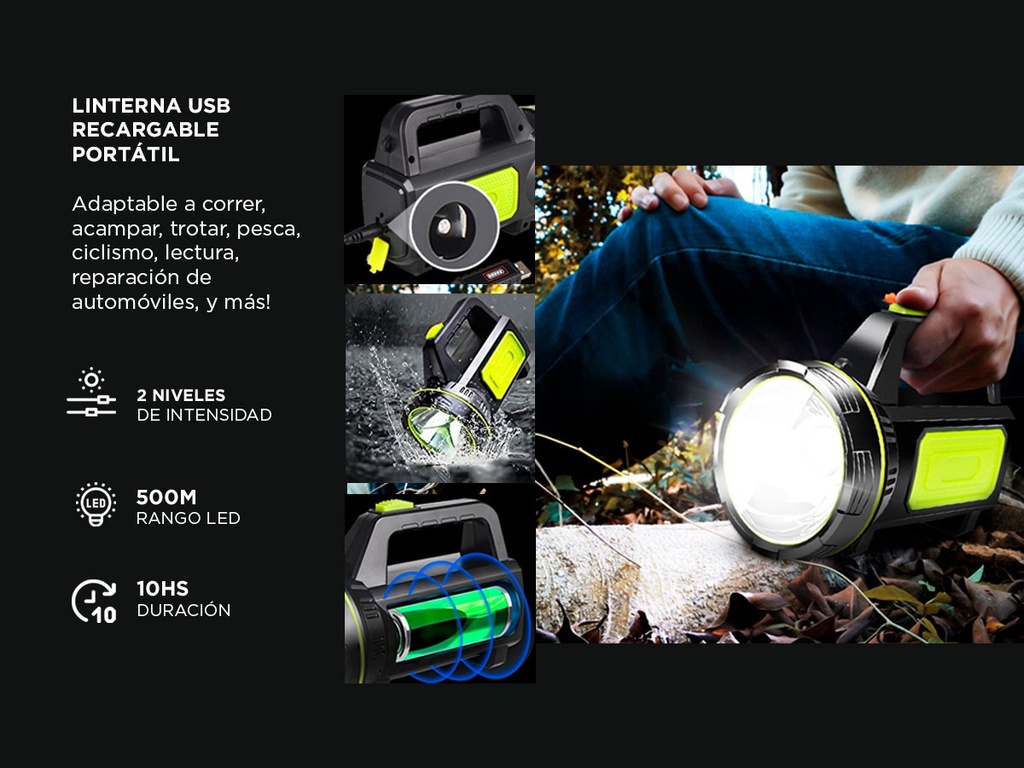 Linterna Led Gadnic Tm6060 Recargable Usb