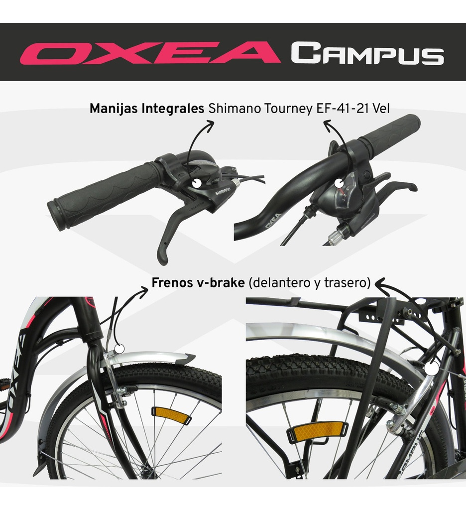 Bicicleta Oxea Campus Dama R26 Blanco Lila