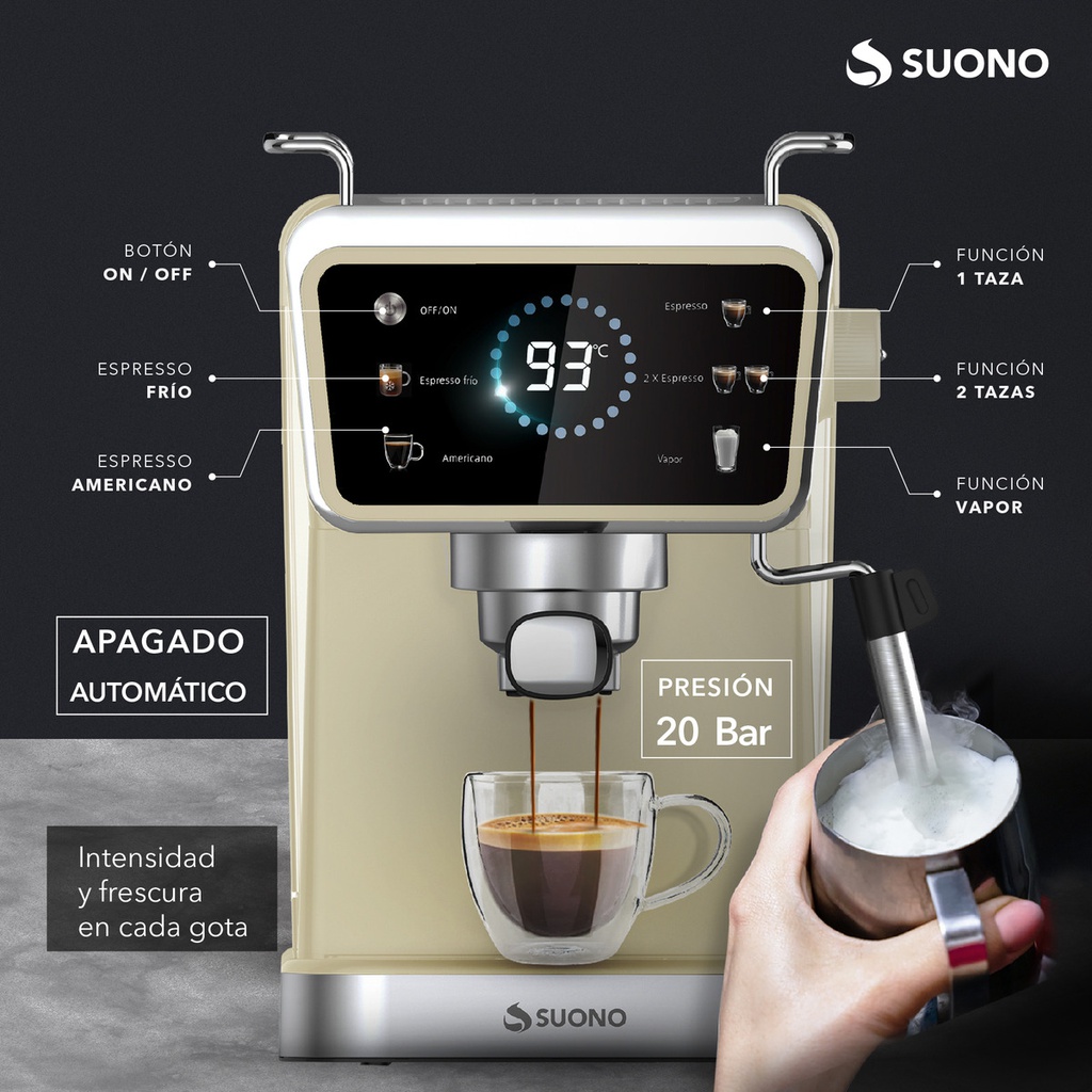 Cafetera Espresso Suono Hog0202 1.5l Digital Crema