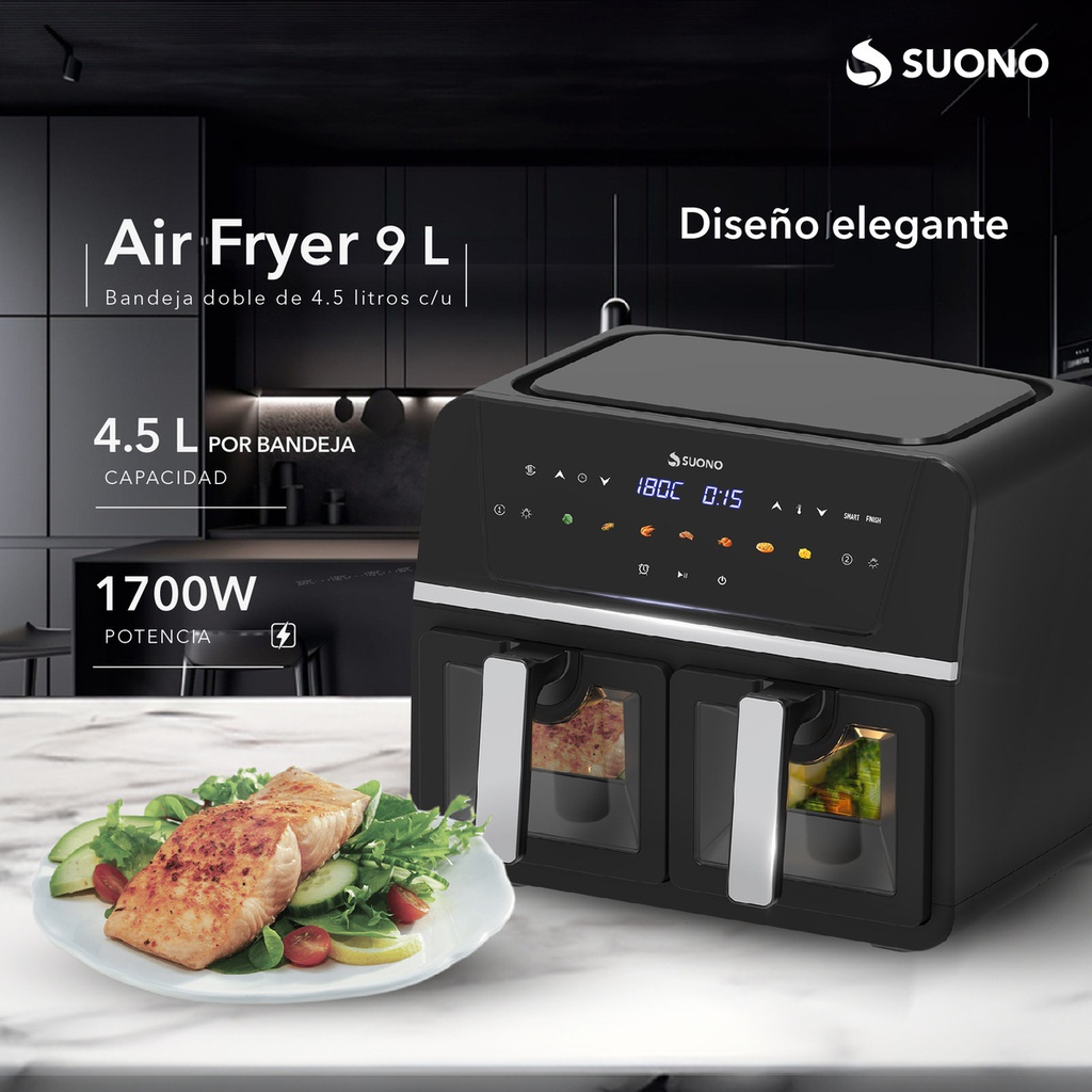 Freidora De Aire Suono Air Fryer Digital 9 Litros 1700w