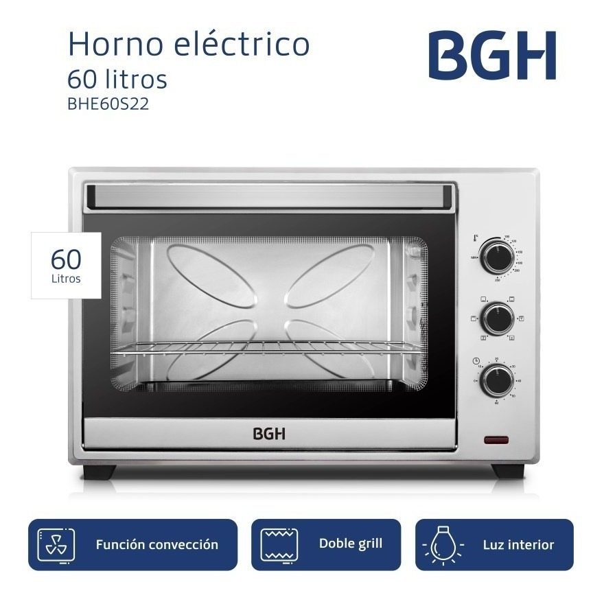 Horno Electrico Bgh 60lts Conveccion 2200w Bhe60s22 Digiya