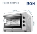 Horno Electrico Bgh 60lts Conveccion 2200w Bhe60s22 Digiya
