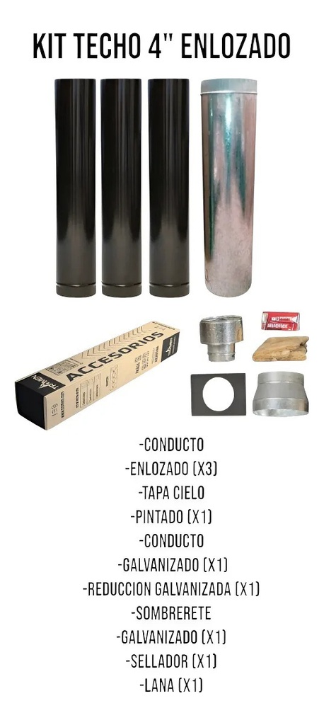 Estufa A Leña Tromen Eco 7000kcal + Kit Techo 4  Enlozado