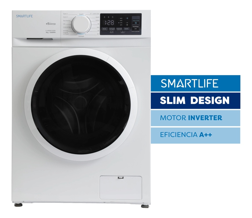 Lavarropas Automatico Smartlife 6kg Inverter Slim  Blanco
