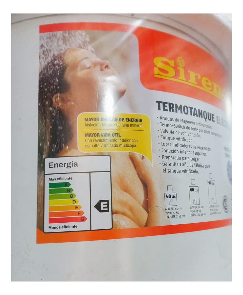 Termotanque Eléctrico Sirena Te40 Blanco 40l 220v