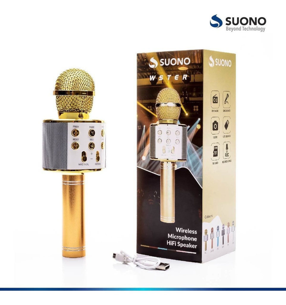 Microfono Suono Ayv0034 Karaoke Bluetooth Parlante Amarillo