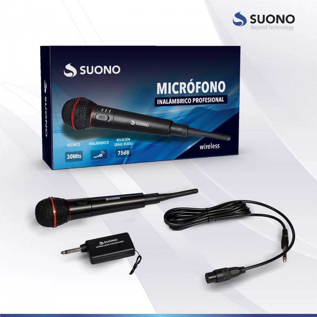 Micrófono Suono Profesional Inalámbrico Karaoke  Negro