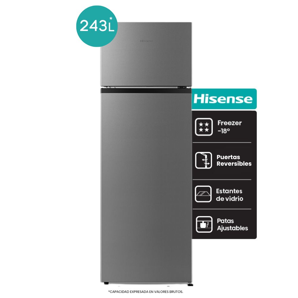 HELADERA HISENSE RT1N240NED1 240L GRIS
