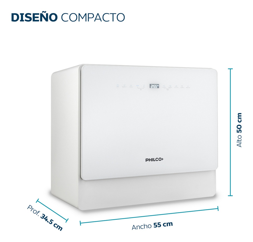 Lavavajillas Philco 5 Cubiertos Phlj05 Auto Limpieza Blanco