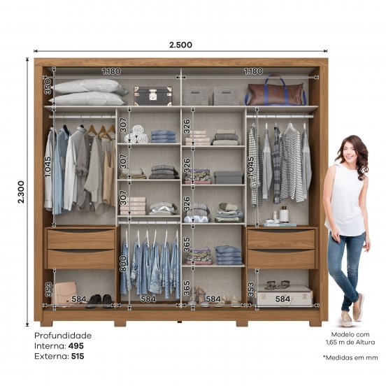 ROPERO HENN MEDELIN D326-215 2 PUERTAS CORREDIZAS NATURAL NEGRO
