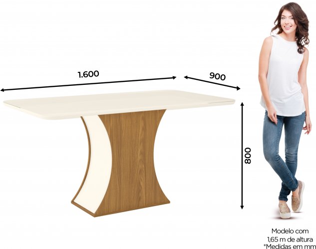 MESA HENN LUIZA SC15-127 1.60 NATURAL/BLANCO