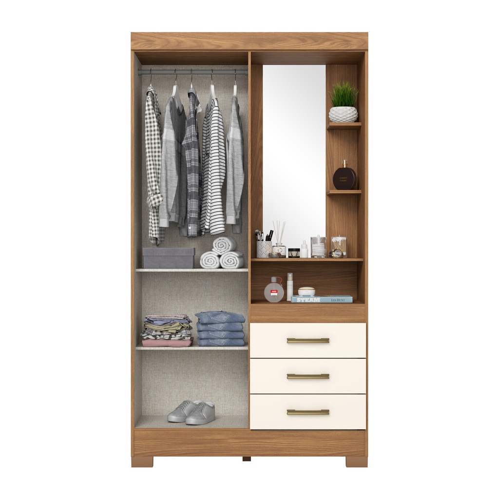 ROPERO BRIZ B64-127 2 PUERTAS NATURAL/BLANCO