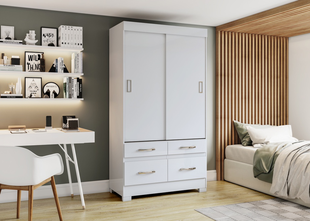 ROPERO HENN BE25-66 2 PUERTAS CORREDIZAS BLANCO