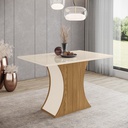 Mesa Henn Luiza Sc17-127 1.20 Con Vidrio Natural/blanco
