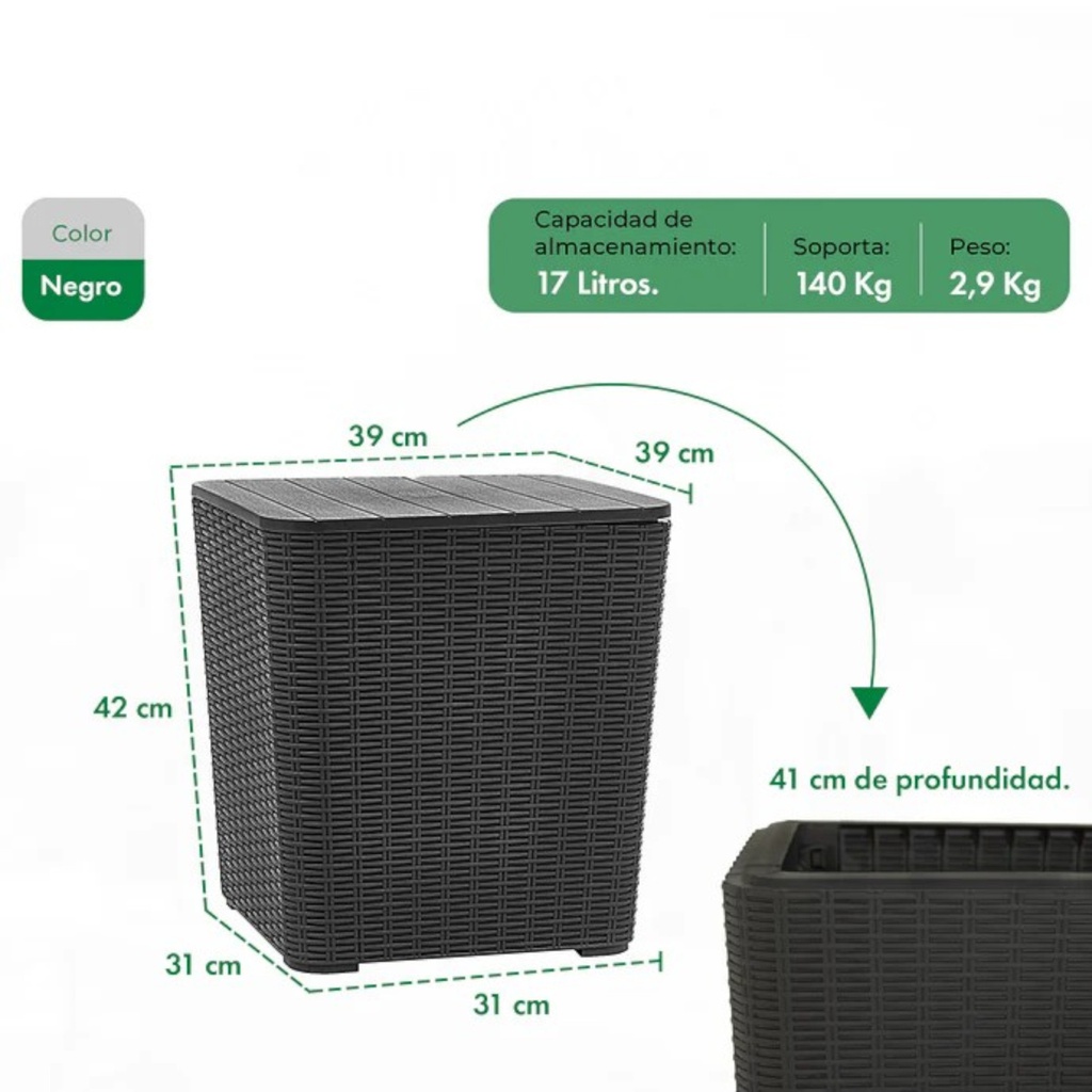 MESA GARDEN LIFE CAPRI F433001 RATTAN NEGRA