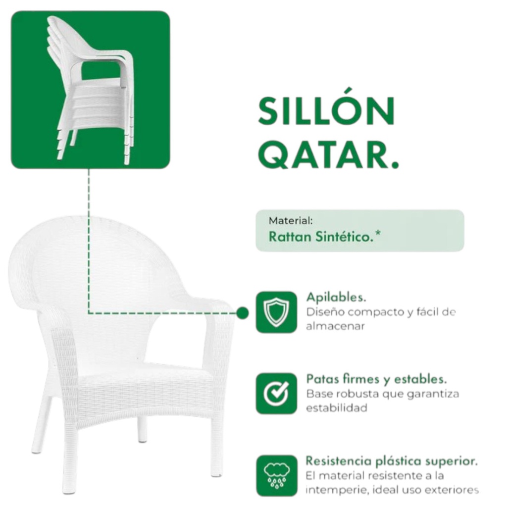 SILLON GARDEN LIFE QATAR F785600 RATTAN BLANCO