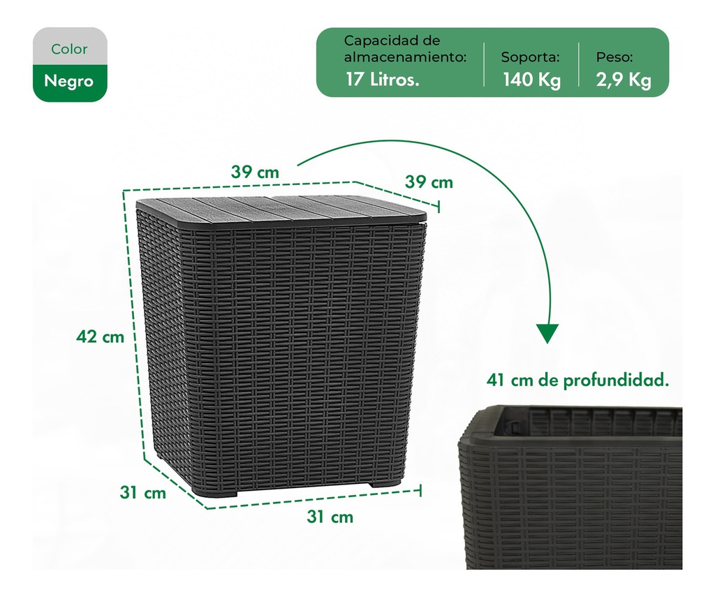 Mesa Garden Life Capri F433067 Rattan Grafito