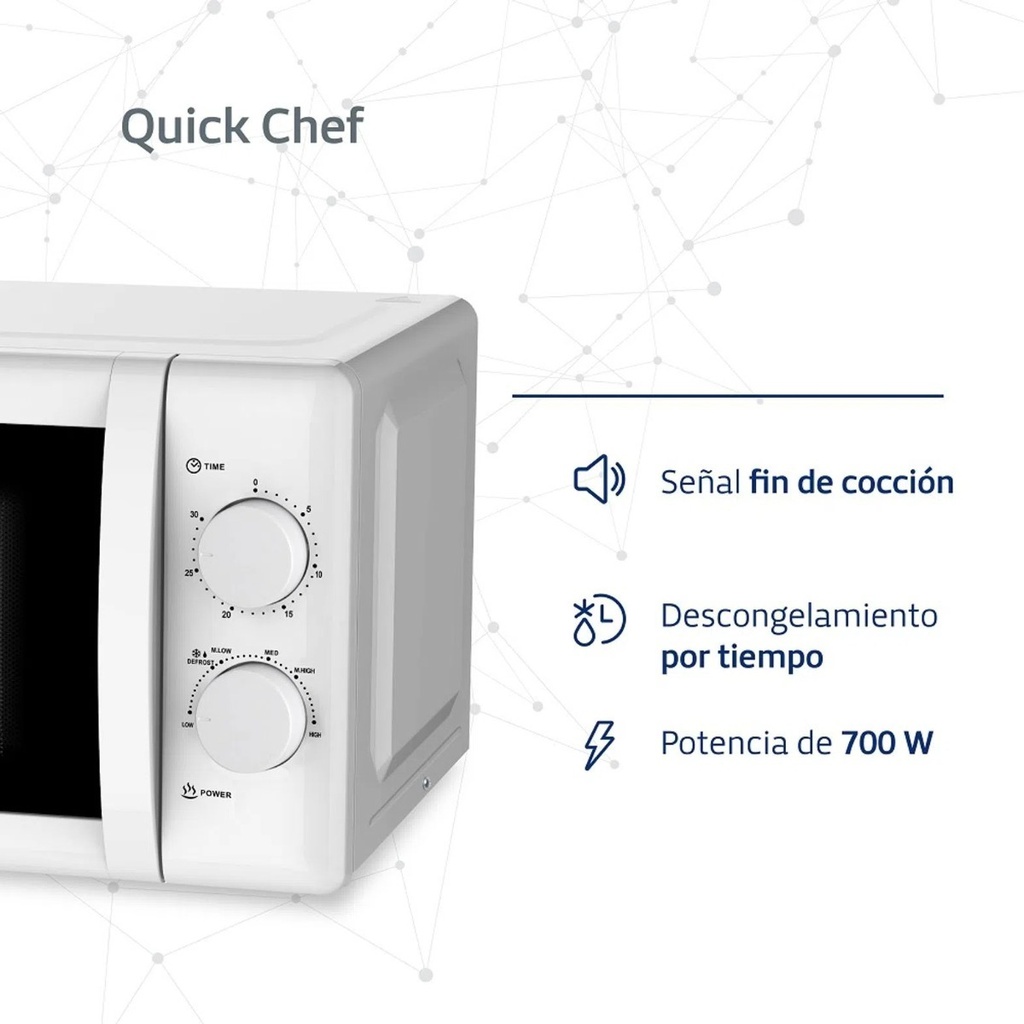 Microondas B120m20 Mecánico Quick Chef Blanco 20 Litros